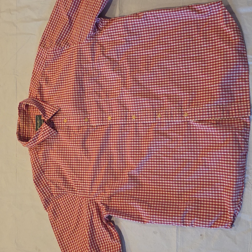 Eddie Bauer Men's Red White Checkered Long Sleeve Button-Down XXL - Picture 2 of 9